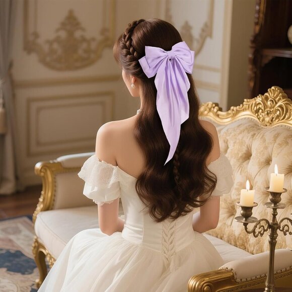 Silky Satin Hair Bows 31 Colors Large Oversized Hair Accessories for Women Girls main image 5